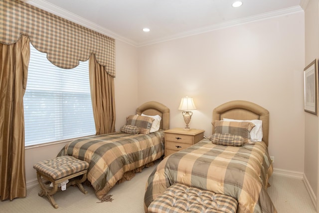 123 Grand Palm Way, Palm Beach Gardens, FL 33418 - carpeted bedroom with baseboards, multiple windows, crown molding, and recessed lighting