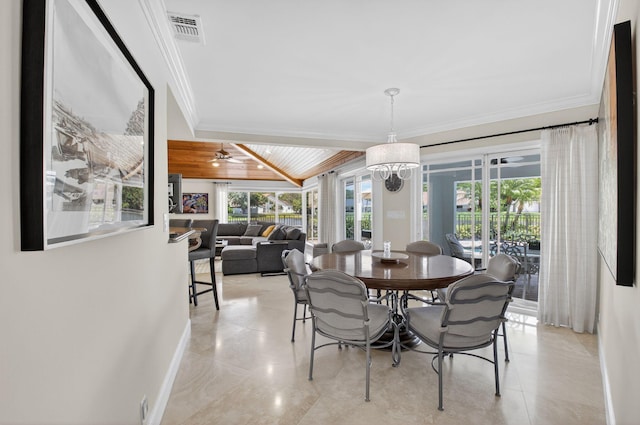 3765 Canterbury Ct, Boca Raton, FL 33434 - dining room with crown molding and a chandelier
