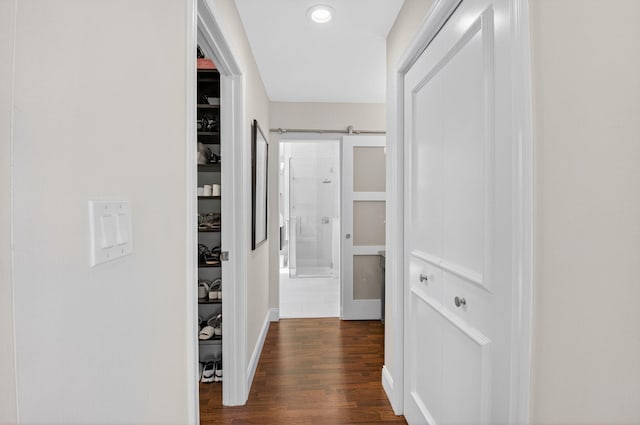 3765 Canterbury Ct, Boca Raton, FL 33434 - hall featuring dark wood-style floors and recessed lighting