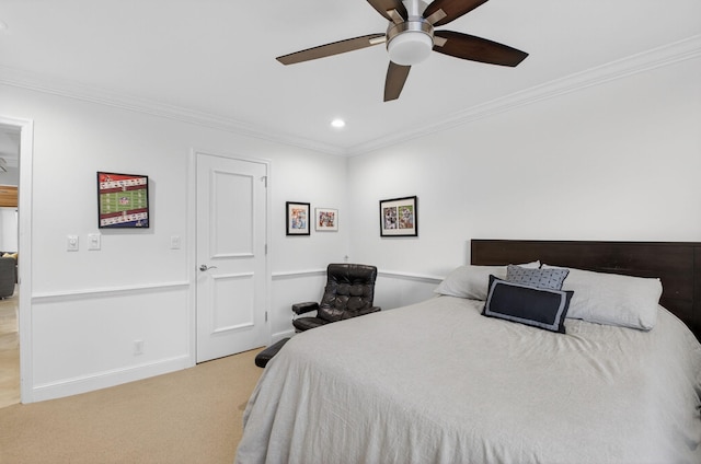 3765 Canterbury Ct, Boca Raton, FL 33434 - bedroom featuring ornamental molding, carpet floors, recessed lighting, and ceiling fan