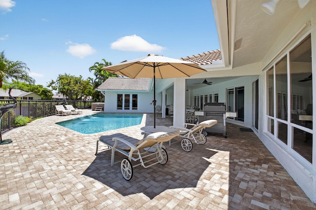 3765 Canterbury Ct, Boca Raton, FL 33434 - view of pool with ceiling fan and a patio