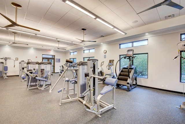 3765 Canterbury Ct, Boca Raton, FL 33434 - exercise room featuring a paneled ceiling