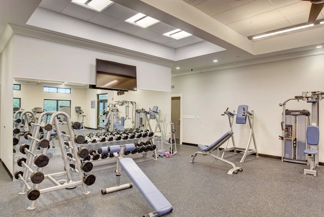 3765 Canterbury Ct, Boca Raton, FL 33434 - exercise room with a raised ceiling and a drop ceiling