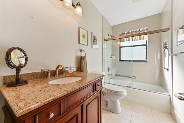 2850 NW 15th St, Delray Beach, FL 33445 - full bath with toilet, enclosed tub / shower combo, vanity, and tile patterned floors