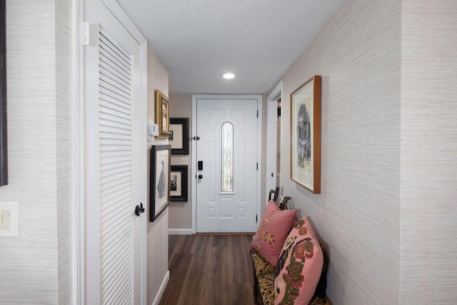 157 Capri D, Delray Beach, FL 33484 - doorway to outside featuring dark wood-style floors and recessed lighting