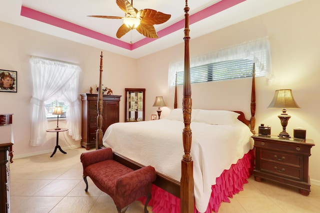 3429 SW Catskill Dr, Port Saint Lucie, FL 34953 - bedroom featuring multiple windows, light tile patterned floors, and a ceiling fan