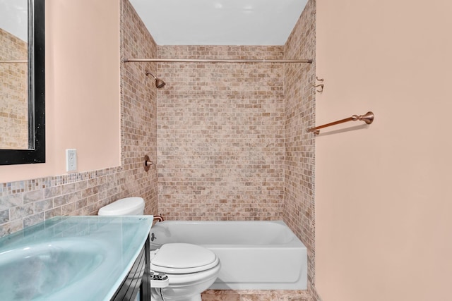 2765 Ashley Dr W Unit C, West Palm Beach, FL 33415 - full bathroom featuring vanity, tile walls, and shower / bath combination