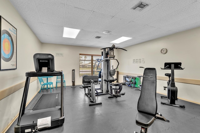 2765 Ashley Dr W Unit C, West Palm Beach, FL 33415 - exercise room with a drop ceiling