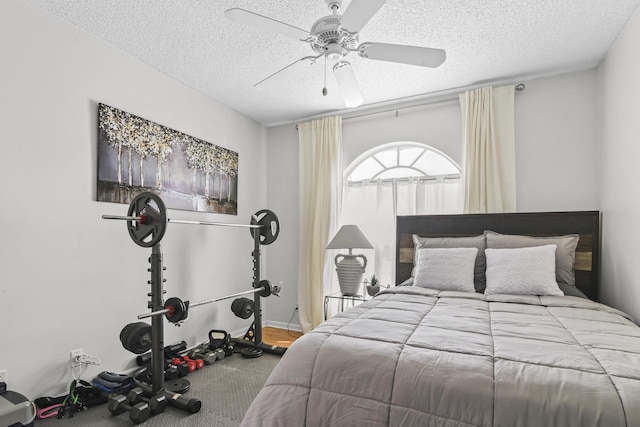 6392 Long Key Ln, Boynton Beach, FL 33472 - bedroom with a textured ceiling and a ceiling fan