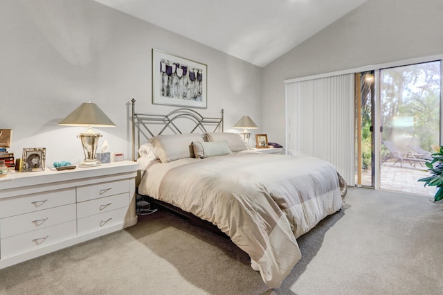 3346 NW 53rd Cir, Boca Raton, FL 33496 - bedroom with access to outside, lofted ceiling, and light carpet