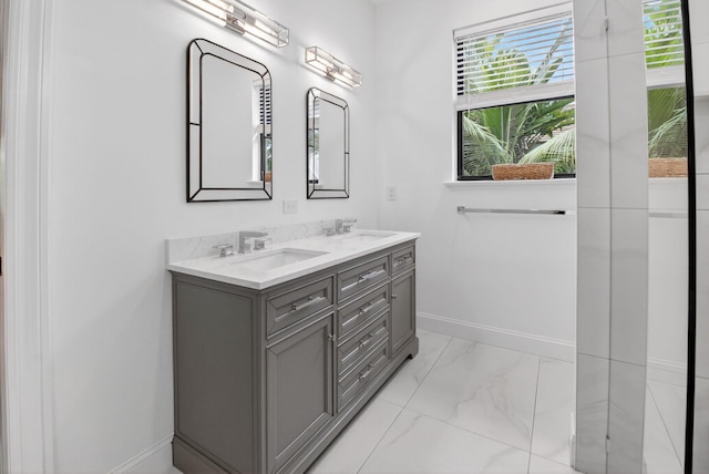 425 NW 12th St, Delray Beach, FL 33444 - full bathroom featuring marble finish floors and double vanity