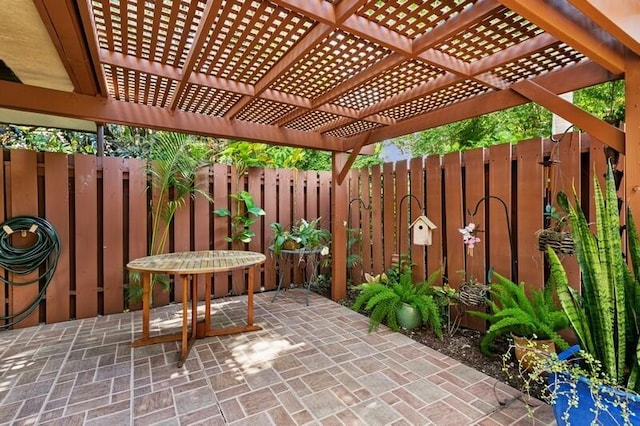 7 Atrium Cir Unit D, Atlantis, FL 33462 - fenced backyard featuring a pergola and a patio