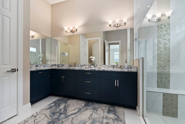 8650 SW Felicita Way, Port Saint Lucie, FL 34987 - bathroom featuring double vanity and a tile shower