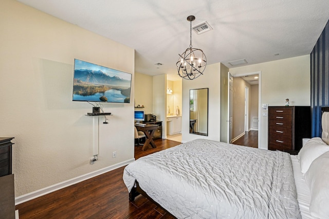 9425 SW Purple Martin Way, Stuart, FL 34997 - bedroom featuring wood finished floors, an office area, and a chandelier