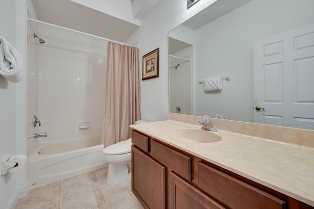5857 NW Leghorn Ave, Port Saint Lucie, FL 34986 - bathroom featuring vanity, shower / bathtub combination with curtain, and tile patterned floors