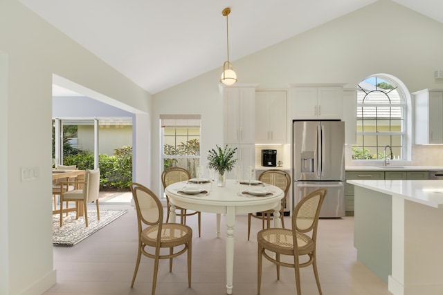 1365 Wilderness Rd, West Palm Beach, FL 33409 - dining space with high vaulted ceiling