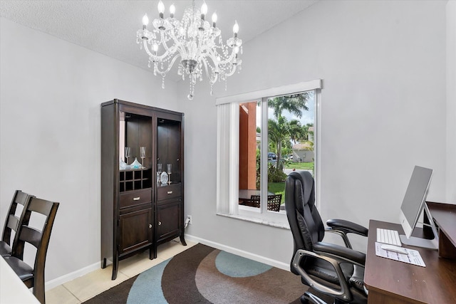 8073 Pelican Harbour Dr, Lake Worth, FL 33467 - office space with a chandelier and light tile patterned floors