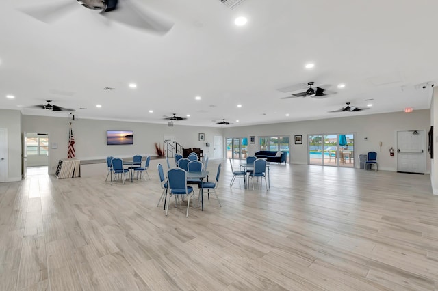 5073 Lakefront Blvd Unit D, Delray Beach, FL 33484 - miscellaneous room with a ceiling fan, recessed lighting, and light wood-style floors