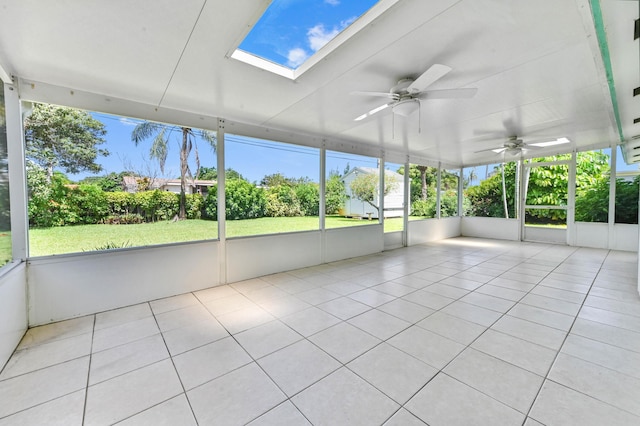 436 Santa Anna Dr, Palm Springs, FL 33461 - unfurnished sunroom with ceiling fan and a skylight