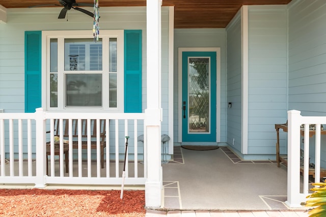 424 NE Leaping Frog Way, Port Saint Lucie, FL 34983 - doorway to property with a porch and a ceiling fan