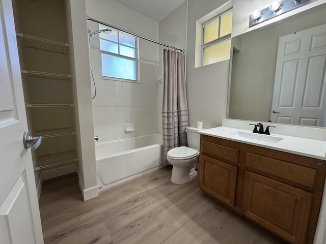 2799 Saranac Ave, West Palm Beach, FL 33409 - full bath with wood finished floors, shower / bath combination with curtain, and vanity