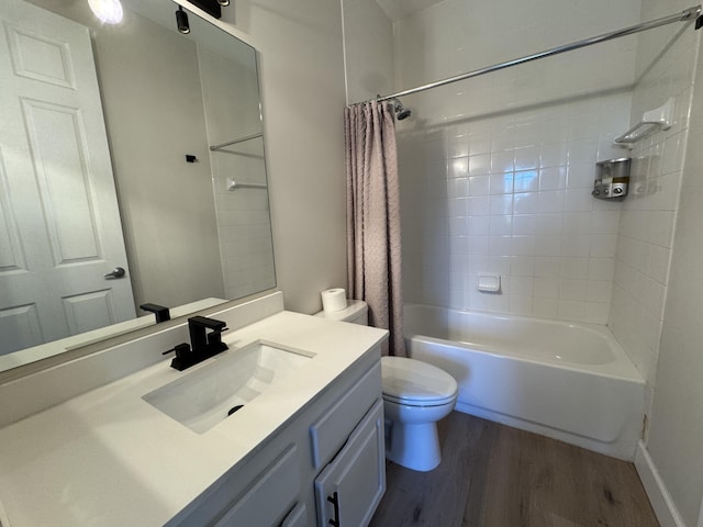 2799 Saranac Ave, West Palm Beach, FL 33409 - full bathroom with wood finished floors, shower / bath combination with curtain, and vanity