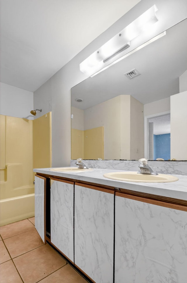 3 Ripley Way, Boynton Beach, FL 33426 - bathroom featuring double vanity,  shower combination, and tile patterned floors
