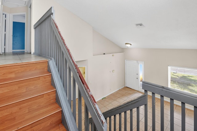 3 Ripley Way, Boynton Beach, FL 33426 - stairway with tile patterned floors and vaulted ceiling