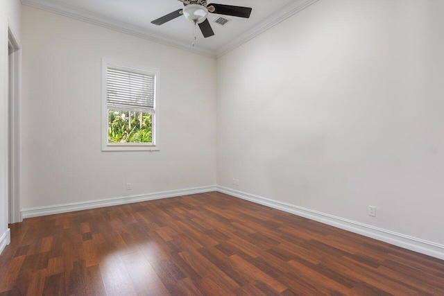 16164 Bridlewood Cir, Delray Beach, FL 33445 - unfurnished room with ceiling fan, dark wood-style floors, crown molding, and baseboards