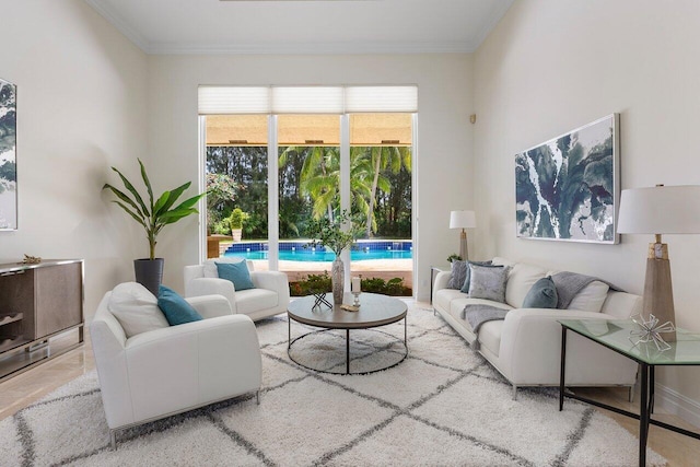 16164 Bridlewood Cir, Delray Beach, FL 33445 - living room featuring crown molding