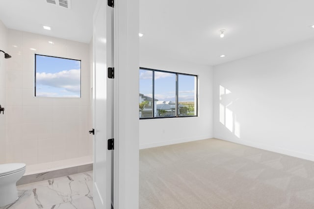 12870 Crane Xing, Palm Beach Gardens, FL 33412 - full bath featuring tiled shower, recessed lighting, and marble finish flooring