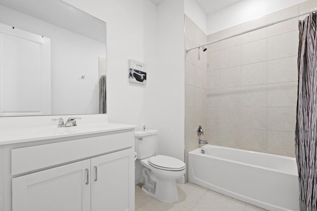 5697 Graceful Way, Delray Beach, FL 33484 - bathroom featuring vanity, shower / bathtub combination with curtain, and tile patterned flooring