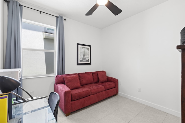 5697 Graceful Way, Delray Beach, FL 33484 - living area with ceiling fan and baseboards