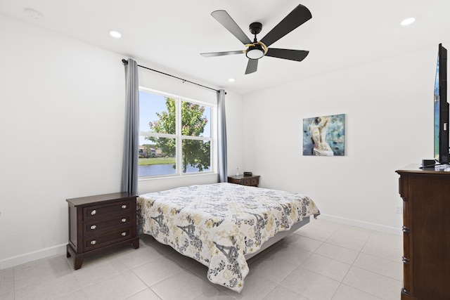5697 Graceful Way, Delray Beach, FL 33484 - bedroom with recessed lighting, a ceiling fan, and light tile patterned floors