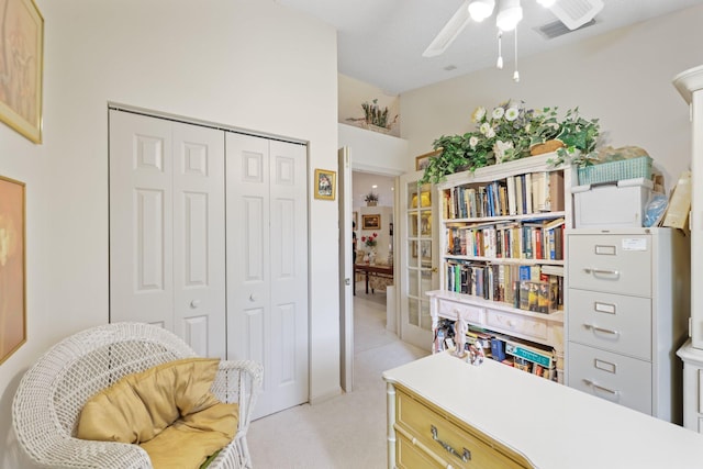 1350 SW 18th St, Boca Raton, FL 33486 - sitting room featuring ceiling fan and light colored carpet