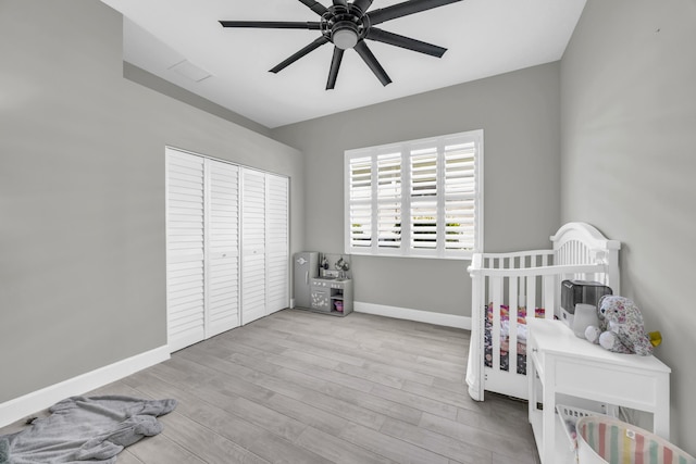 15187 Goldfinch Cir, Westlake, FL 33470 - bedroom featuring a closet, wood finished floors, and a ceiling fan