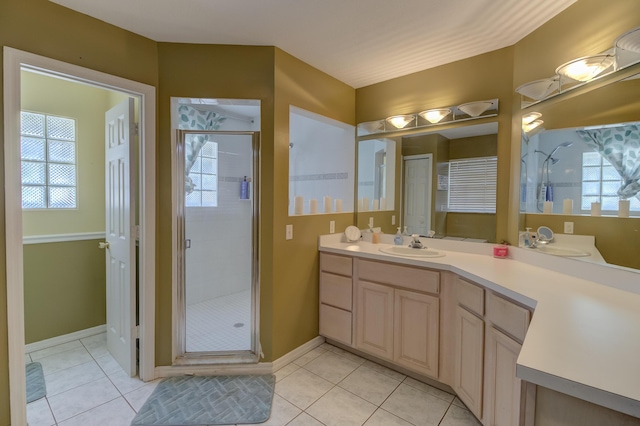 925 SW All American Blvd, Palm City, FL 34990 - bathroom featuring tile patterned floors, vanity, and a shower stall