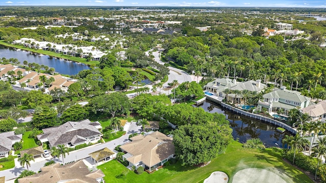 3596 Freshwater Dr, Jupiter, FL 33477 - aerial overview of property's location with nearby suburban area and a nearby body of water