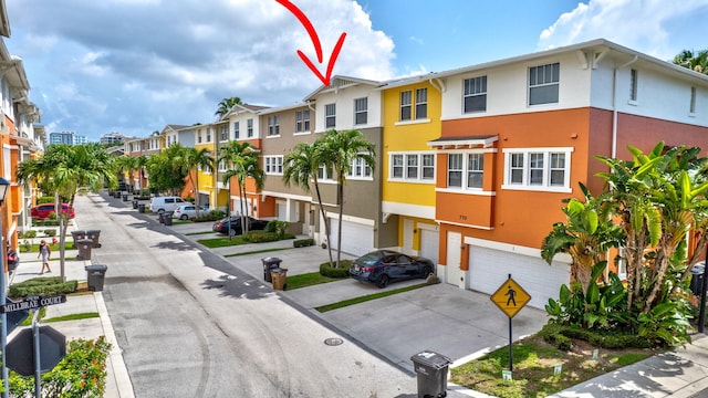 770 Millbrae 4 Ct Unit 4, West Palm Beach, FL 33401 - view of front of home featuring a garage, stucco siding, driveway, and a residential view