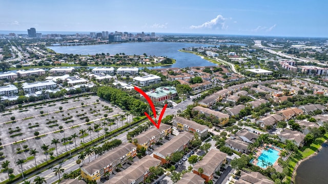 770 Millbrae 4 Ct Unit 4, West Palm Beach, FL 33401 - aerial overview of property's location with city skyline and a nearby body of water