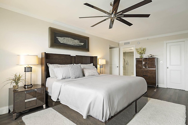 2001 N Ocean Blvd Unit 1804, Boca Raton, FL 33431 - bedroom featuring crown molding, dark wood-type flooring, and a ceiling fan