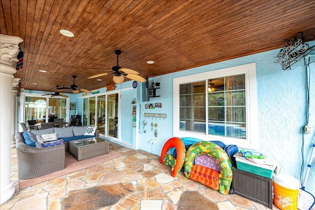 2990 SW Ventura St, Port Saint Lucie, FL 34953 - view of patio / terrace featuring an outdoor hangout area and a ceiling fan