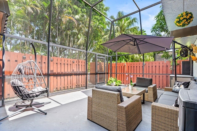 22180 Boca Rancho Dr Unit B, Boca Raton, FL 33428 - view of patio with an outdoor living space and glass enclosure