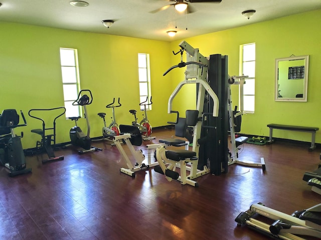 2200 Springdale Blvd Unit 306, Palm Springs, FL 33461 - gym with a ceiling fan and wood finished floors