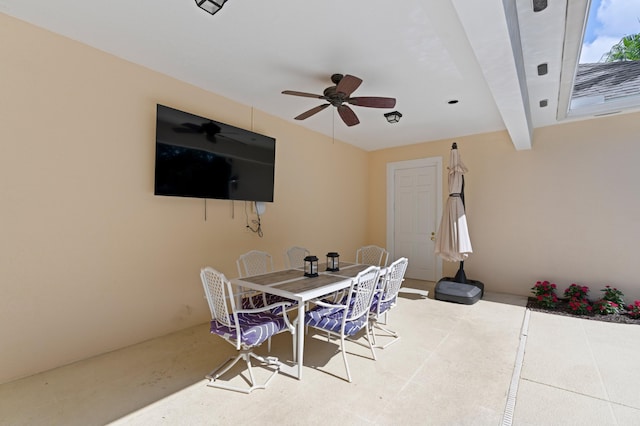 240 Honeysuckle Dr, Jupiter, FL 33458 - dining space with a ceiling fan and beam ceiling