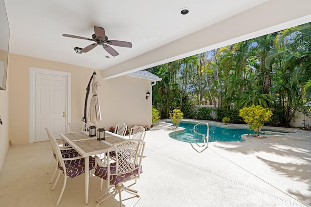 240 Honeysuckle Dr, Jupiter, FL 33458 - view of pool with a patio area, ceiling fan, and outdoor dining area