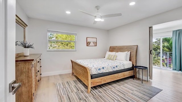 218 NE 10th St, Delray Beach, FL 33444 - bedroom featuring light wood-type flooring, recessed lighting, and a ceiling fan