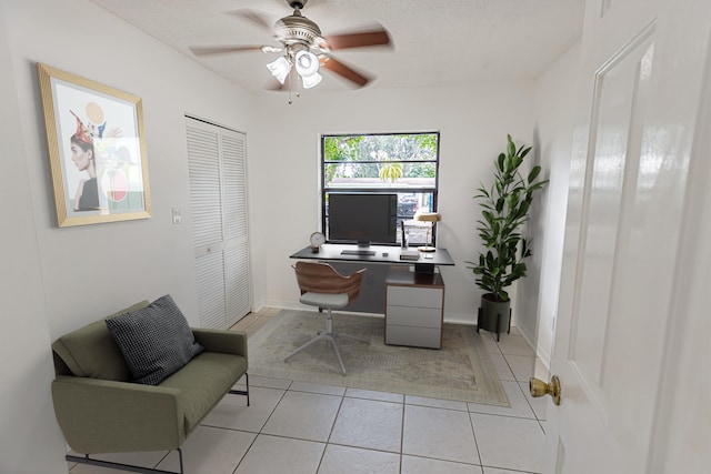 706 Azalea Ave, Fort Pierce, FL 34982 - home office with ceiling fan and light tile patterned floors