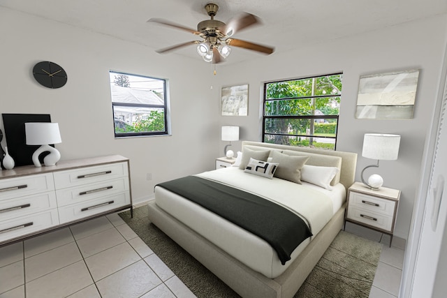 706 Azalea Ave, Fort Pierce, FL 34982 - bedroom featuring light tile patterned floors, multiple windows, and ceiling fan