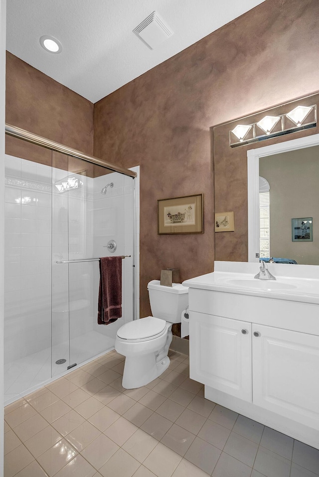 6496 San Michel Way, Delray Beach, FL 33484 - bathroom featuring vanity, a stall shower, and tile patterned flooring